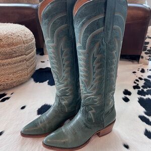 Tecovas Teal Leather Western Knee-High Boots